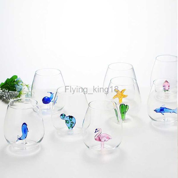 3D Creative Verre Café Tasse À Eau Haute Borosilicate Résistant À La Chaleur Tasse À Lait Intégré Mignon Dessin Animé Animal Bière Whisky Verres HKD230809