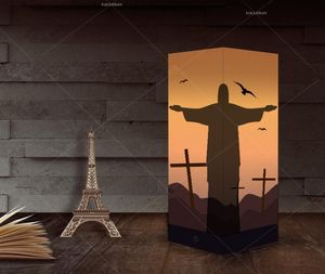 Luz nocturna creativa 3D, lámpara LED táctil de escritorio de Jesús para estudio, luz de noche para dormitorio, lámpara decorativa de sombra 3D USB 5918764