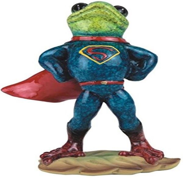 Figuritas de rana verde de resina creativas 3D, estatuas y esculturas de Superman para el hogar, sala de estar, regalos de cumpleaños 2944064