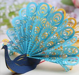 3D Creatieve Stereo Wenskaart Hollow Paper Carving Peacock Huwelijksuitnodiging GB667