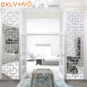 3D creatieve muurstickers geometrische vierhoek ontwerp acryl spiegel sticker woonkamer slaapkamer veranda tv achtergrond muur decor 220309