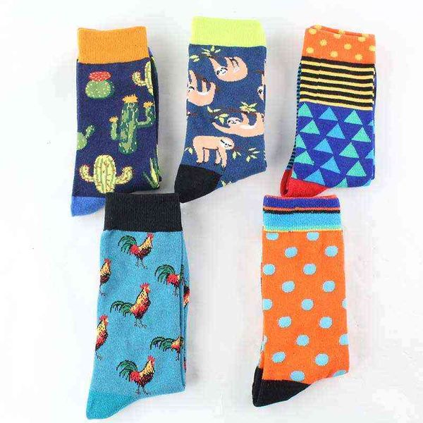 3D créativité mode Hip Hop dessin animé hommes chaussettes animal fruits personnalité planche à roulettes respirant heureux chaussettes Calcetines Hombre G1224