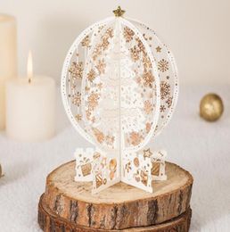 Carte de bénédiction de bénédiction de Noël 3D Crystal Ball Bronzing Crince Cristal Ball Card de vœux Mariage de Noël Decoration6006818