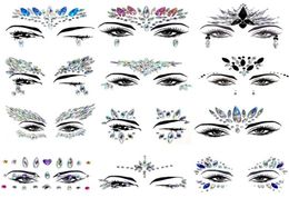 3D cristal paillettes bijoux tatouage autocollants femmes mode visage corps yeux gemmes Festival gitane parure maquillage beauté autocollant 3378094