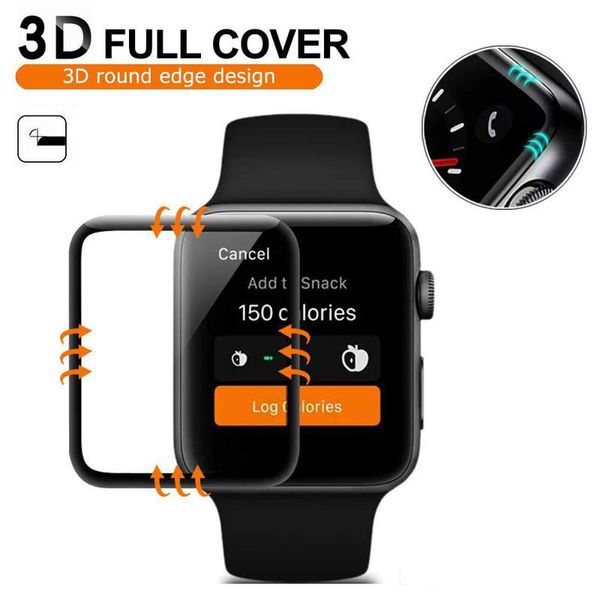 3D bord incurvé plein écran couverture en verre trempé protecteur de protection pour Apple Montre Série 5 4 3 2 1 40mm 44mm 38mm 42mm sans détail