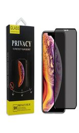 Vidrio templado de privacidad de cubierta completa curvada 3D para iPhone 11 Pro Max Protector de pantalla antideslumbrante antiespía para iPhone 6 7 8 con Pa3606273