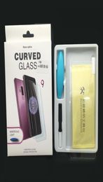 Case de protection d'écran en verre trempé à colle complète incurvée pour Samsung Galaxy S20 Note20 S9 S8 plus Note 10 Note8 S21 Ultra Adhesive8006891