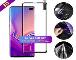 3D Curved Screen Protector Pet Soft Film Black Edge pour Samsung Galaxy S20 Ultra Note 10 Pro 9 8 S10 S9 plus S7Edge9679857