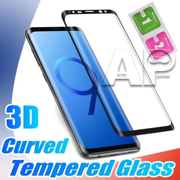 Protector de pantalla curvado 3D Vidrio templado para Samsung Galaxy Note S22 S21 10 S20 Ultra S9 Note 9 8 S8 Plus Cubierta completa Sin paquete5955383