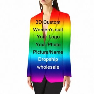 3d op maat bedrukt jasje Damesjas High Street Fi Blazers Nieuwe stijl Oversized elegante dame jas Amerikaanse stijlvolle W8ji #