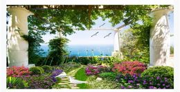 3D POSE MURAL PO PO MURAL POPIER THREEDIMENDIONNELLE Fleurs d'herbe Garden Paysage 3D Fond.