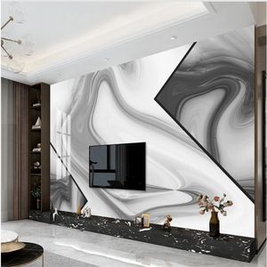 Fond d'écran personnalisé 3D Simple élégant blanc gris en marbre marbre mur mur de fond de fond