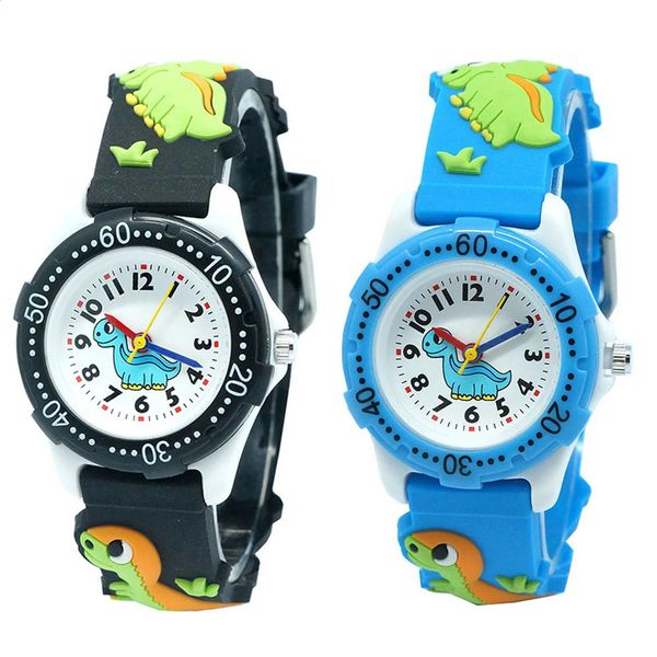 3D lindo dinosaurio de dibujos animados esfera redonda silicona deporte niño impermeable reloj de cuarzo para niños pequeños niños niñas regalo 240118