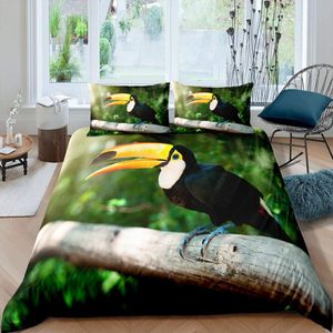 3d mignon toucan motif couvret couverture de safari animaux de safari tropicale jungle couverture de courtepointe de nature fraîche green king housse de couette pour les enfants