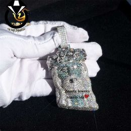 Design 3D Hip Hop Rapper Jewelry Buss Down Sterling Silver Hip Hop helado VVS White Mix Blue Moissanite Jesus Colgante