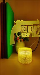 Lampe de bureau 3D RGB Gun Night Light LED Red Dead Redemption Veilleuse APP Control Club Salle de jeux Décoration Adolescents Fans Cadeau2447841