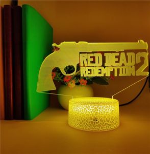 Lampe de bureau 3D RGB Gun Night Light LED Red Dead Redemption Veilleuse APP Control Club Salle de jeux Décoration Adolescents Fans Cadeau7441975