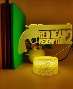 3D Bureaulamp RGB Gun Nachtlampje LED Red Dead Redemption Nachtlampje APP Controle Club Gaming Kamer Decoratie Tieners Fans Gift7701828