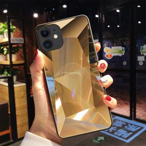 3D Diamond Jelly Mirror Case voor iPhone 11 Pro Max Luxe Anti-Fall voor iPhone X XR XS 8 7 6 Plus Cover Gratis Verzending