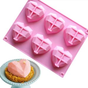 3D Diamond Love Hartvorm Cakevormen voor Bakspons Chiffon Mousse Dessert Cakevormen Food Grade