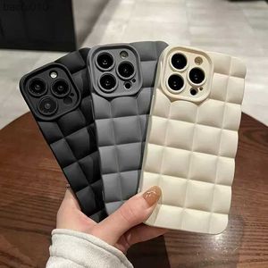 Funda de teléfono a cuadros con diamantes 3D para iPhone 11 12 13 14 Pro X XR XS Max 6s 7 8 Plus, funda de teléfono de silicona suave a prueba de golpes mate a la moda L230619