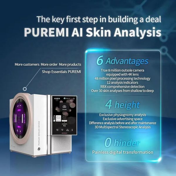 máquina portátil del analizador de la piel del detector de la piel del AI de 3D Digital para el uso en el hogar