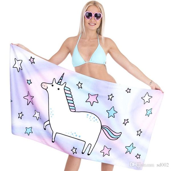 3D numérique licorne serviette de plage impression serviettes de bain étoile animaux modèles dames mode châle parasol Pad tapisseries 30gl A1