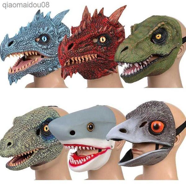 Masque de dinosaure 3D Accessoires de jeu de rôle Performance Couvre-chef Jurassics World Raptor Dinosaur Dino Festival Carnaval Cadeaux L230704