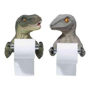 3D Dinosaurus Papierrolhouder Wandgemonteerd Toiletpapierrek Tyrannosaurus Decoratieve Tissue Handdoekenhouder voor Badkamer Thuis 21110301L