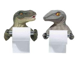 Support de papier rouleau de dinosaure 3d porte-toilettes murales porte-toilettes Tyrannosaurus serviettes de tissu décoratives pour la salle de bain Home 211106613626