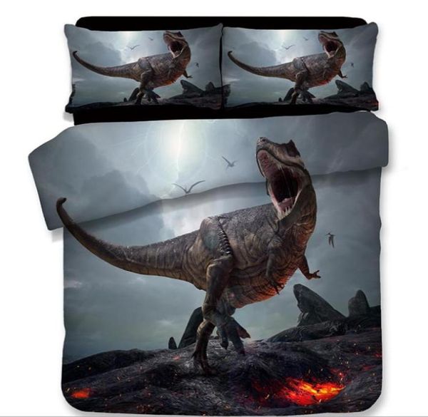 3D Dinosaures Partterns Housse de couette Qulit Taie d'oreiller Ensemble de literie doux de bande dessinée Ensemble de literie Twin Queen King Double Single Full Fade Res6583976