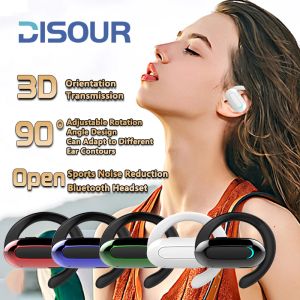 Écouteurs de basse stéréo directionnels 3D, crochet d'oreille réglable à 90 °, casque d'écoute sans fil Bluetooth pour sport, casque d'écoute à réduction de bruit d'appel ENC