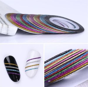 3D DIY Nail Striping Tape Line Set Coloré Mat Paillettes Multicolore Autocollants Adhésifs DIY Nail Art Design Décoration307P1837107