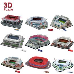 3D DIY-puzzel 15 stijlen Wereldvoetbalstadion Europees voetbalstadion Gemonteerd bouwmodel Educatief speelgoed voor kinderen