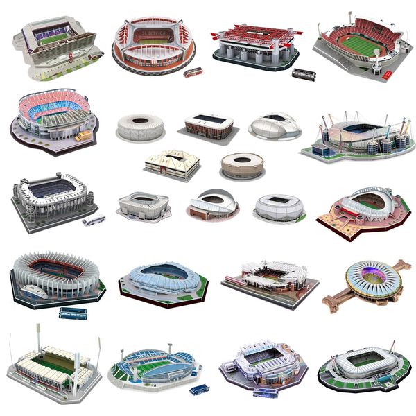 3D DIY Puzzle 29 Estilos Mundiales Estadio Fútbol Estadio Europeo Fútbol Estadio Asemblado Modelo de juguetes educativos para niños