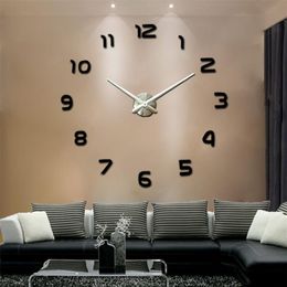 Orologio da parete 3D fai da te Design moderno Saat Reloj De Pared Orologio in metallo artistico Soggiorno Orologio con specchio acrilico Horloge Murale2985