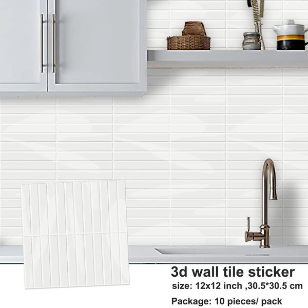 3D DIY Etiqueta de la pared Cerámica Peel and Stick Azulejo de la pared Granja Cocina Azulejo Backsplash Diseño más grueso Papel tapiz 10 hojas 240106