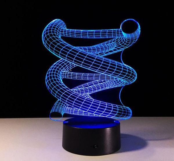 Lámpara LED de noche 3D DNA, Base táctil, bombilla en espiral abstracta, lámpara LED de noche, mesa, decoración del hogar, accesorios de iluminación acrílicos R213270103