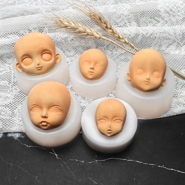 3D Dolls Head Baby Face Moule de gâteau en silicone Modèle de moule à main argile à main