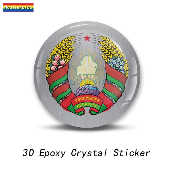 Pegatina 3D Dome Flag Bielorrusia National Emblem Shield Motocicleta Casco Casaptopsépto Vinyl impermeable Epóxi Epoxi Resin Sticker