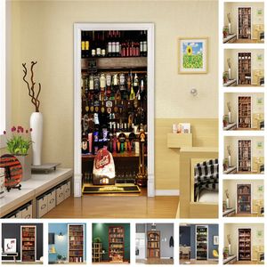 Pegatina 3D Gabinete de vino de la puerta Póster Adhesivo para la sala de estar Decoración de la pared Decoración del hogar Decoración del hogar 240329