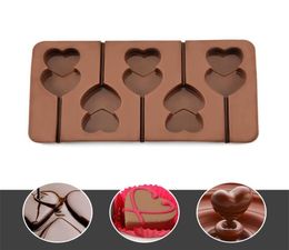 3D Double Heart Lollipop Chocolade Siliconen Koekjes Mold Dessert Diy Cake Decoreren Tool Jelly Mold Jelly Home Kitchen Bakgereedschap3627378