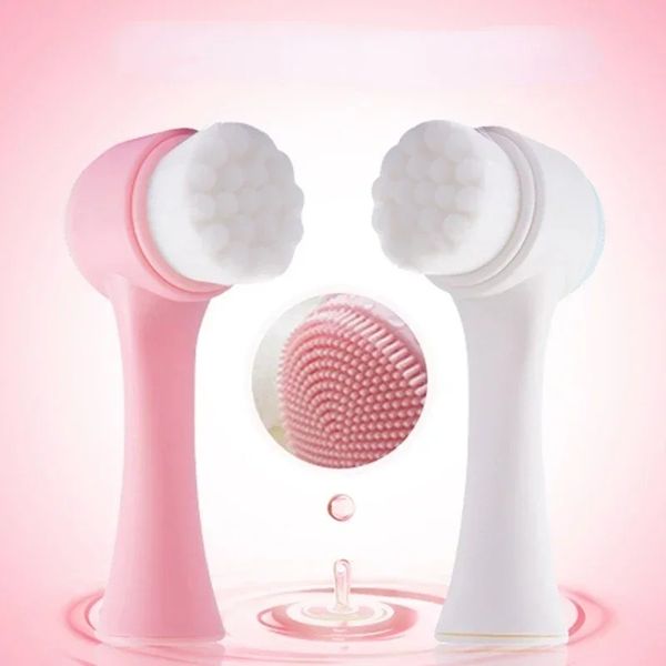Brosse à lavage à double face 3D Instrument de lavage en silicone de lavage pour le visage