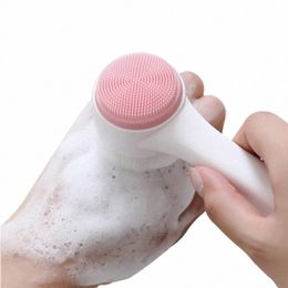 3D Dubbele Silice Gezichtsreinigingsborstel Handmatige massage Gezichtsborstel Zachte haren Exfoliator Dubbelzijdig Gezicht W-borstel c0qH#