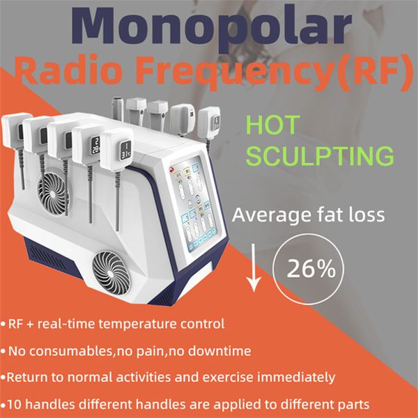 Máquina de adelgazamiento de doble mango 3D, radiofrecuencia monopolar, RF, escultura caliente, esculpido corporal, disolución de grasa, equipo de estiramiento facial