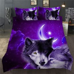 Ensemble de housse de couette 3D, ensemble de literie imprimé Animal loup, simple, Double, Queen, King Size, linge de lit pour enfants, enfants et adultes, 2312q