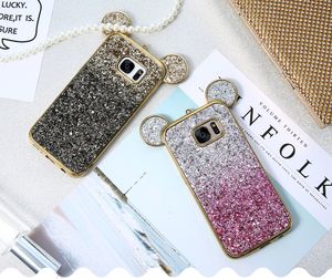 3D Oor Bling Phone Case voor Samsung Galaxy S6 S7 Rand Cover Kleurrijke Gradiënt Glitter Cover voor Samsung Galaxy S8 Plus Leuke Case