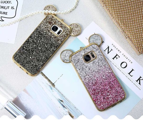 Coque de téléphone 3D scintillante pour Samsung Galaxy S6 S7 Edge, étui mignon à paillettes dégradées colorées pour Samsung Galaxy S8 Plus