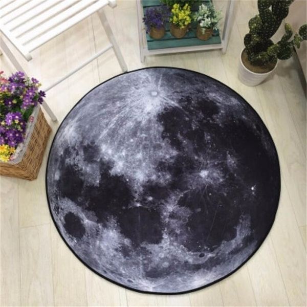 3D Terre Lune Imprimé Tapis Rond Tapis Doux Salon Anti-dérapant Tapis Chaise D'ordinateur Tapis De Sol pour La Décoration Intérieure Chambre D'enfants 201212