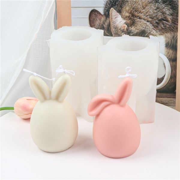 3D Huevo de Pascua Conejito Molde de vela de silicona Sin rostro Cabeza de conejo Aromath Molde de resina Vela hecha a mano Fabricación de jabón DIY Decoración para el hogar FY2913 tt0119